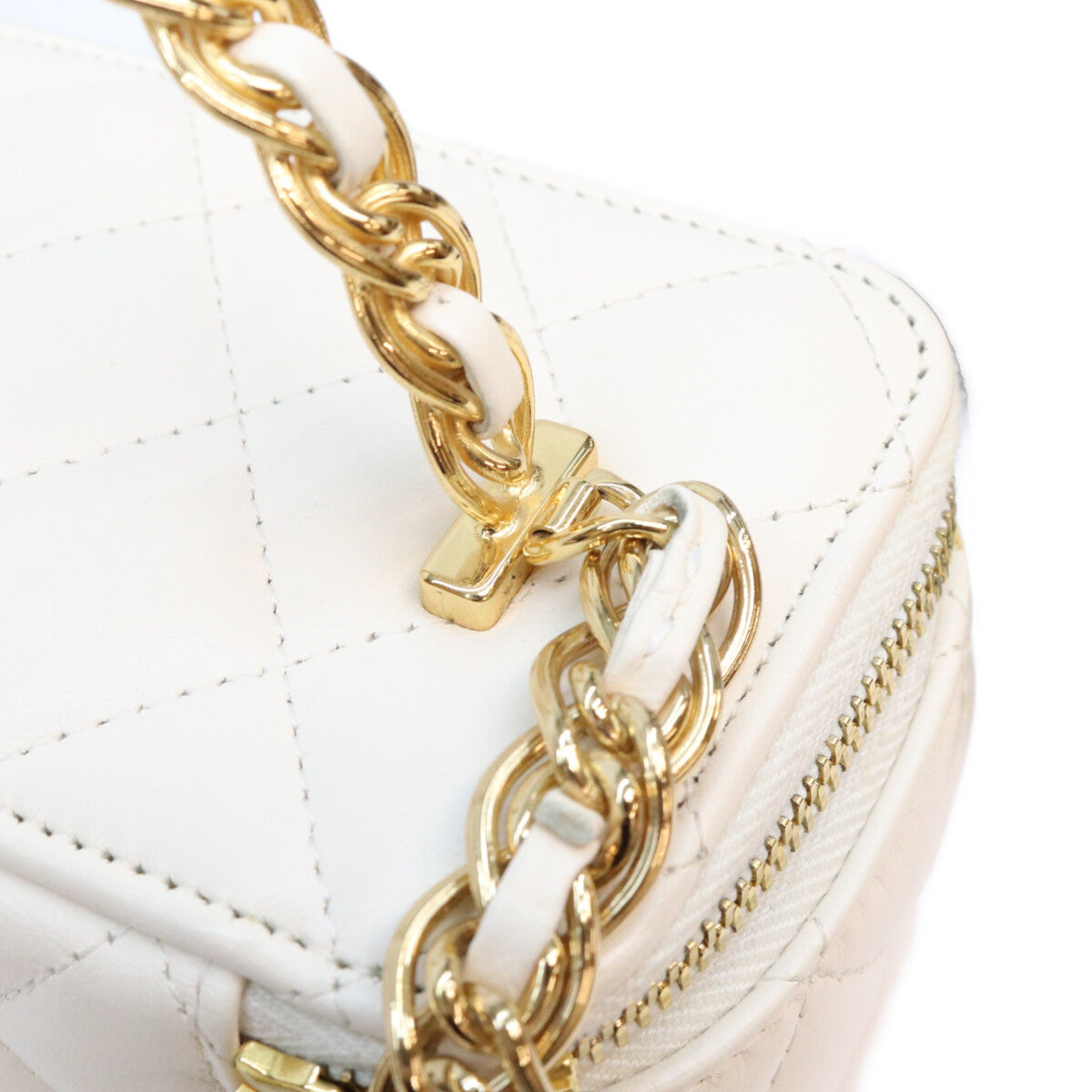 CHANEL シャネル AP3315 白 ラム チェーントップハンドル G金具 バニティ ショルダーバッグ ショルダーバッグ