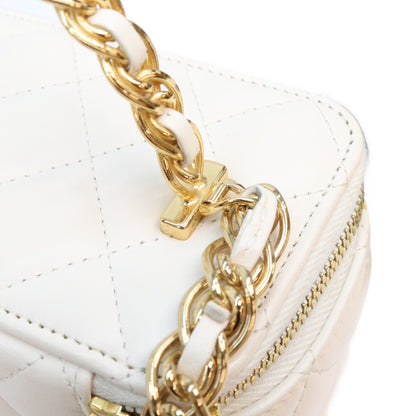 CHANEL シャネル AP3315 白 ラム チェーントップハンドル G金具 バニティ ショルダーバッグ ショルダーバッグ