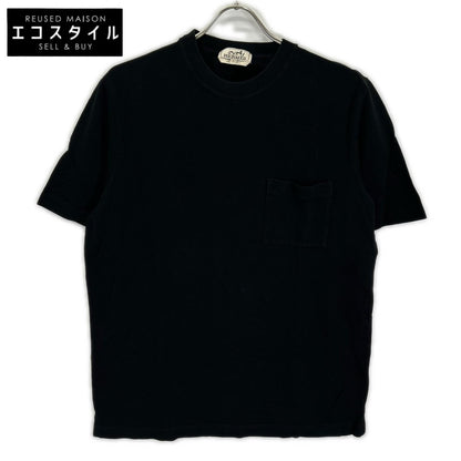 HERMES エルメス ブラック Hロゴ刺繍 ポケット Tシャツ トップス