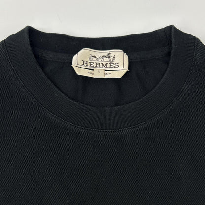 HERMES エルメス ブラック Hロゴ刺繍 ポケット Tシャツ トップス