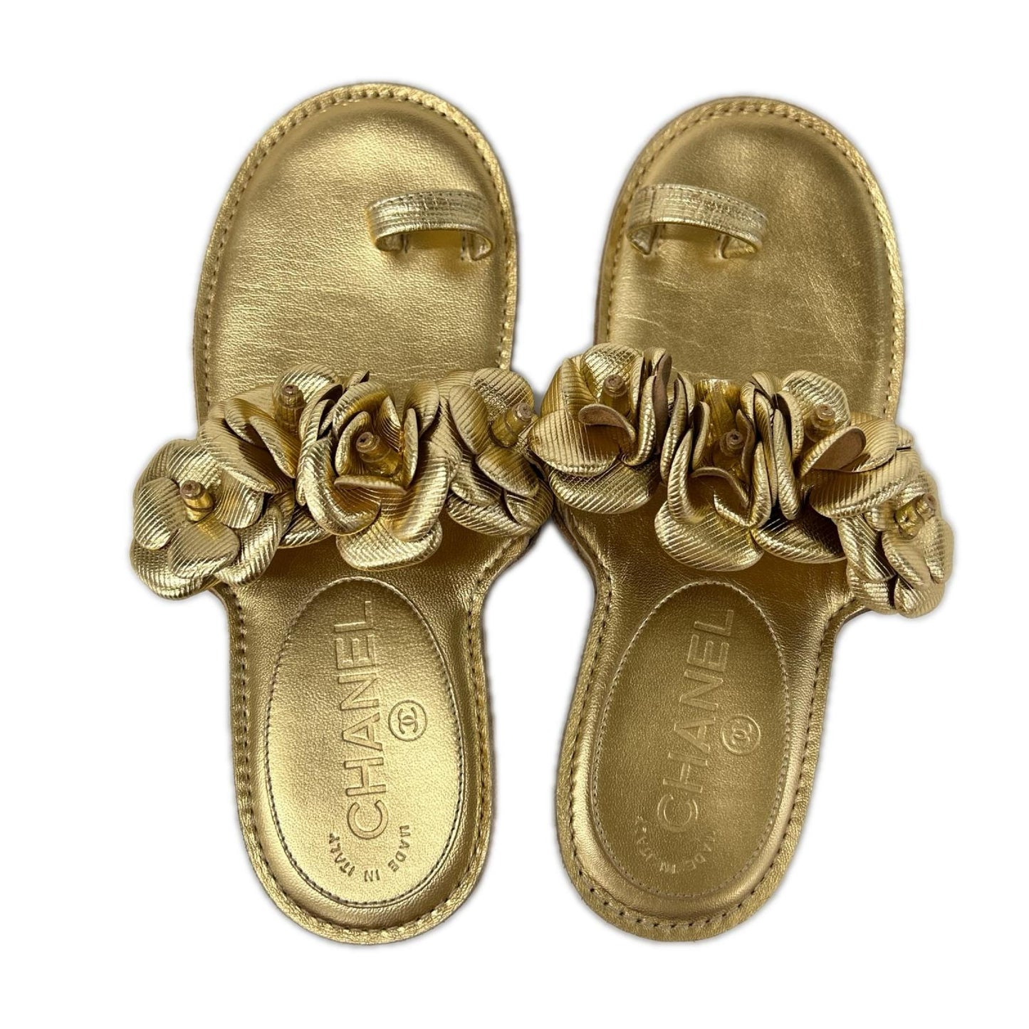 CHANEL シャネル 【美品】カメリア フラット サンダル シューズ