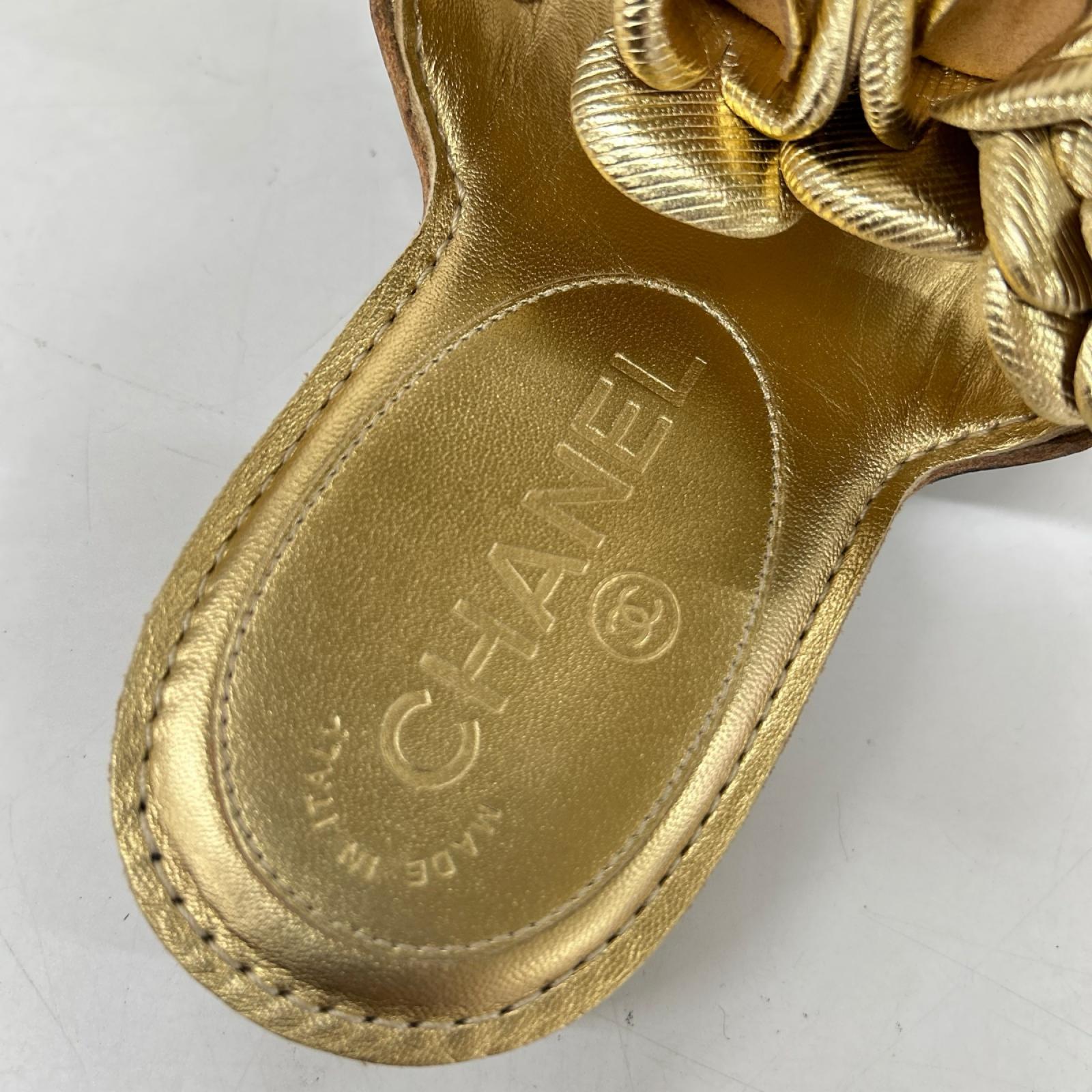 CHANEL シャネル 【美品】カメリア フラット サンダル シューズ