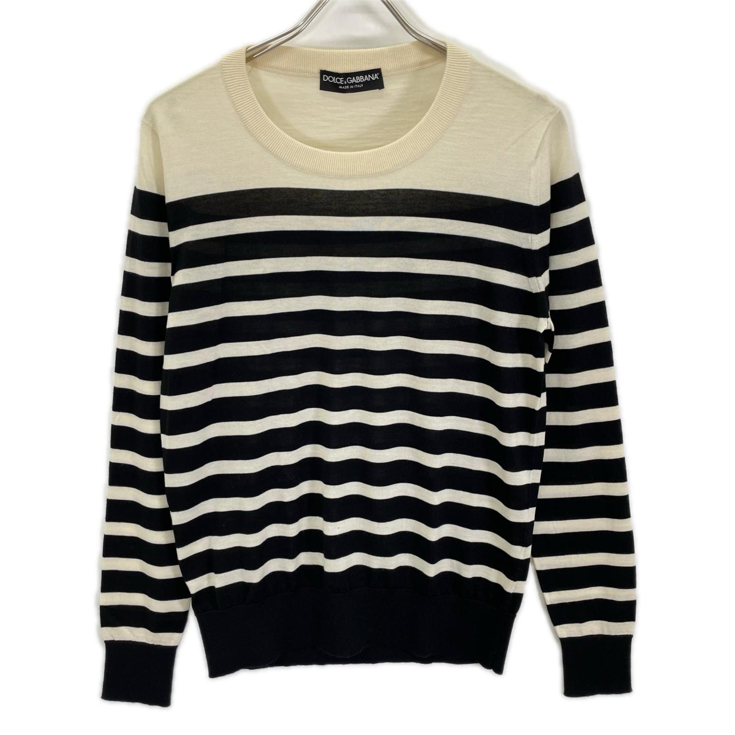 DOLCE&GABBANA ドルチェアンドガッバーナ GN055K ブラック×ホワイト ボーダー カシミヤニット トップス