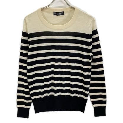 DOLCE&GABBANA ドルチェアンドガッバーナ GN055K ブラック×ホワイト ボーダー カシミヤニット トップス