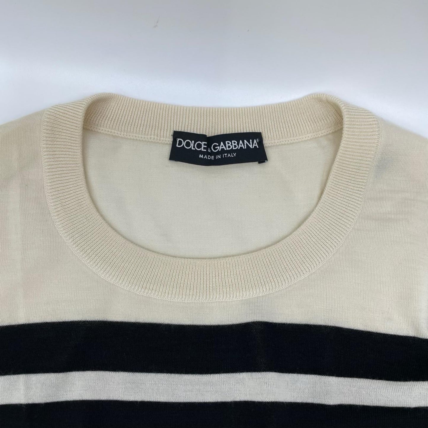 DOLCE&GABBANA ドルチェアンドガッバーナ GN055K ブラック×ホワイト ボーダー カシミヤニット トップス