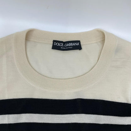 DOLCE&GABBANA ドルチェアンドガッバーナ GN055K ブラック×ホワイト ボーダー カシミヤニット トップス
