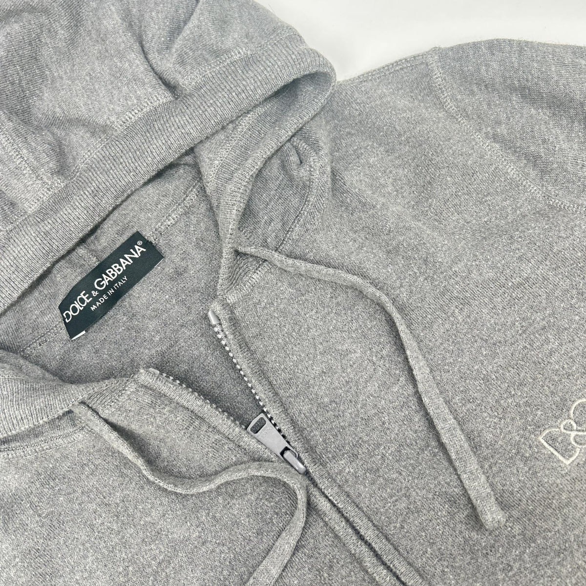 DOLCE&GABBANA ドルチェアンドガッバーナ GFC02K グレー コットン×カシミヤ ジップアップパーカ トップス