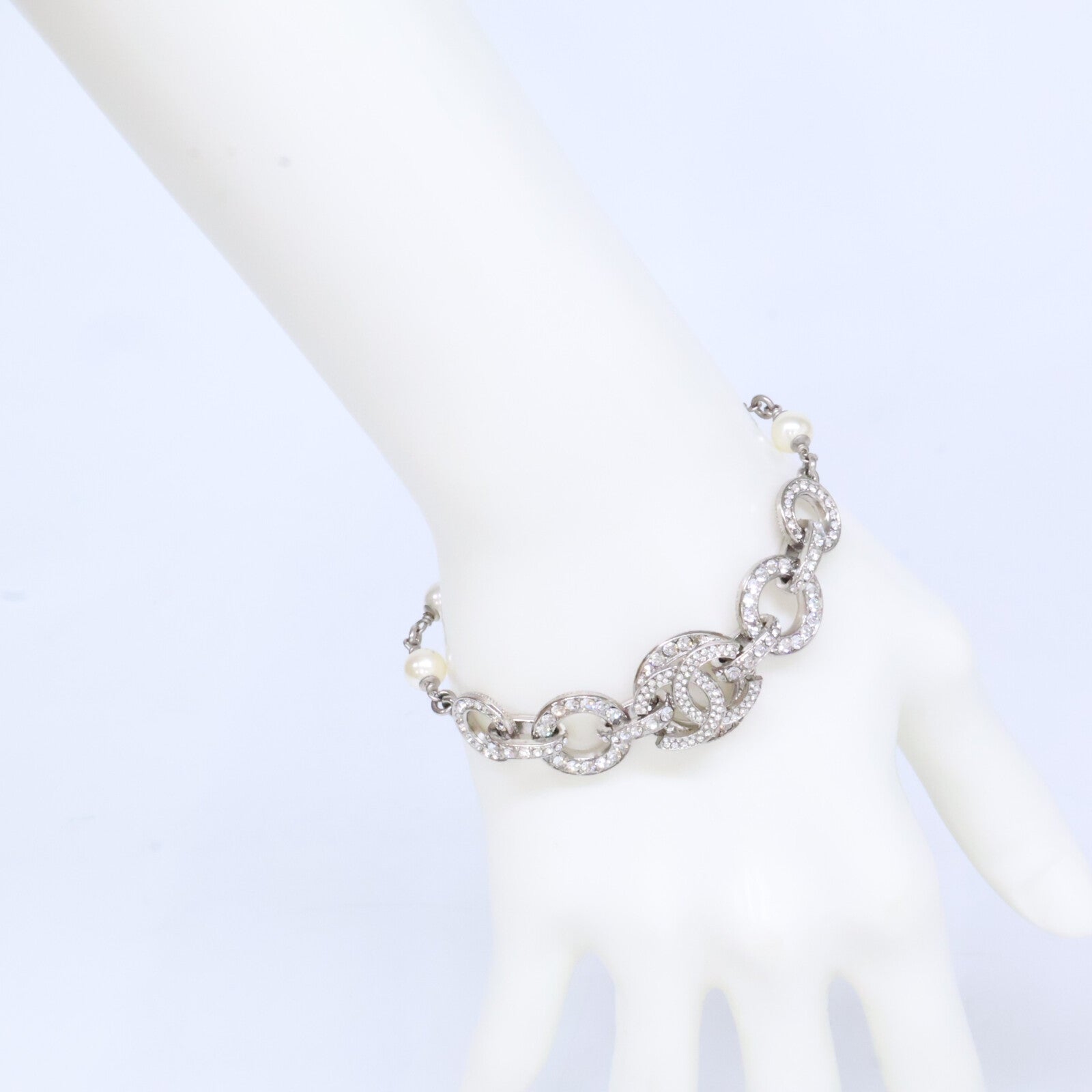 CHANEL シャネル 美品 C20S ラインストーンココマーク チェーン ブレスレット