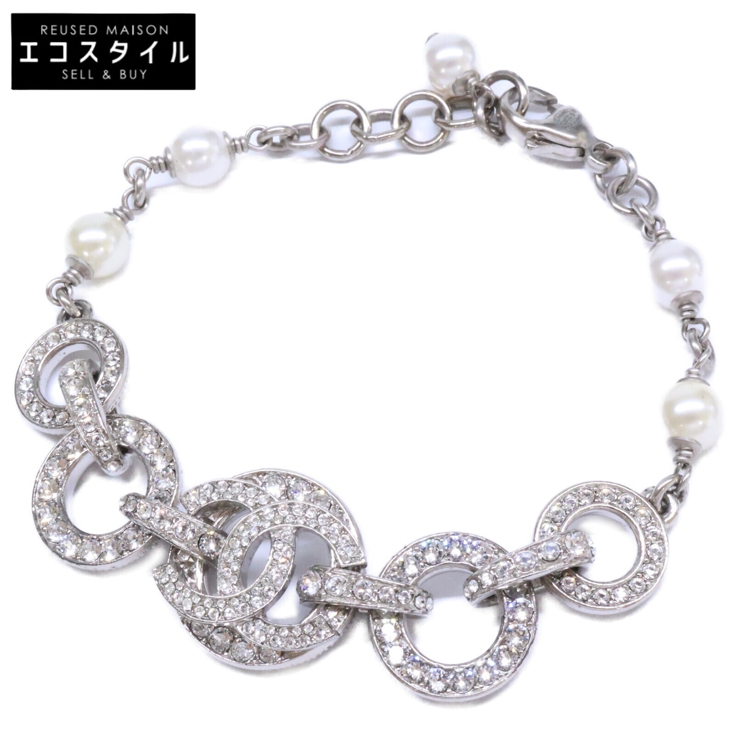 CHANEL シャネル 美品 C20S ラインストーンココマーク チェーン ブレスレット