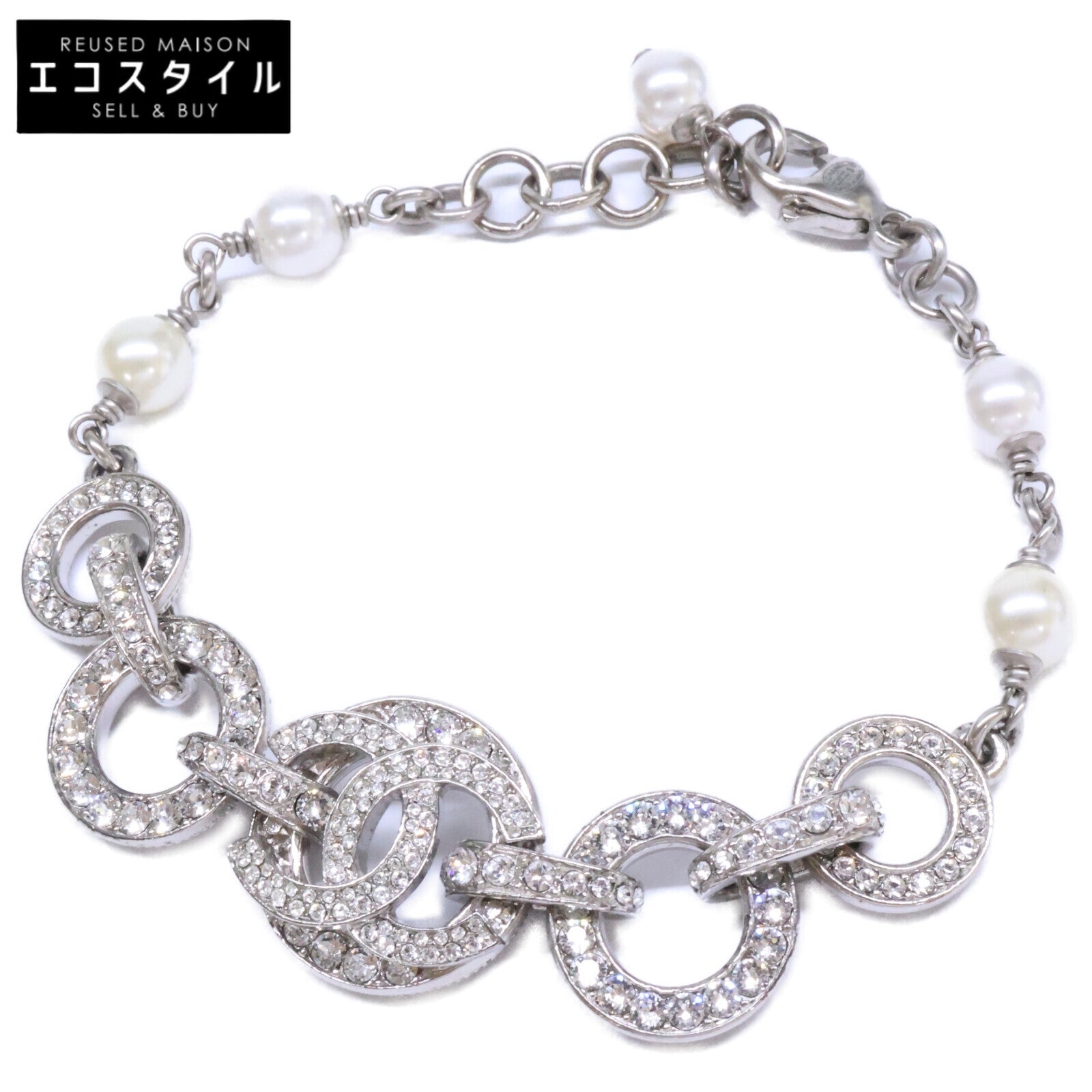 CHANEL シャネル 美品 C20S ラインストーンココマーク チェーン ブレスレット