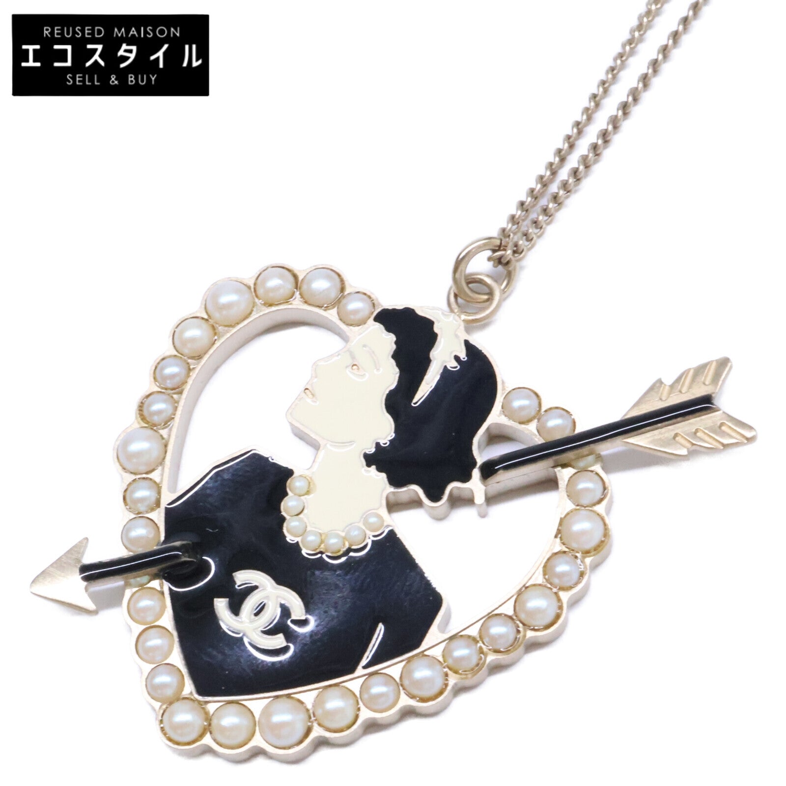 CHANEL シャネル 美品 10P ココシャネル パール ハート＆アロー ネックレス