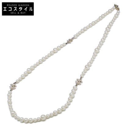 CHANEL シャネル A11C ラインストーン ココマーク パールロングネックレス ネックレス