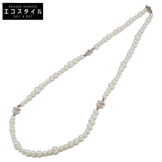 CHANEL シャネル A11C ラインストーン ココマーク パールロングネックレス ネックレス