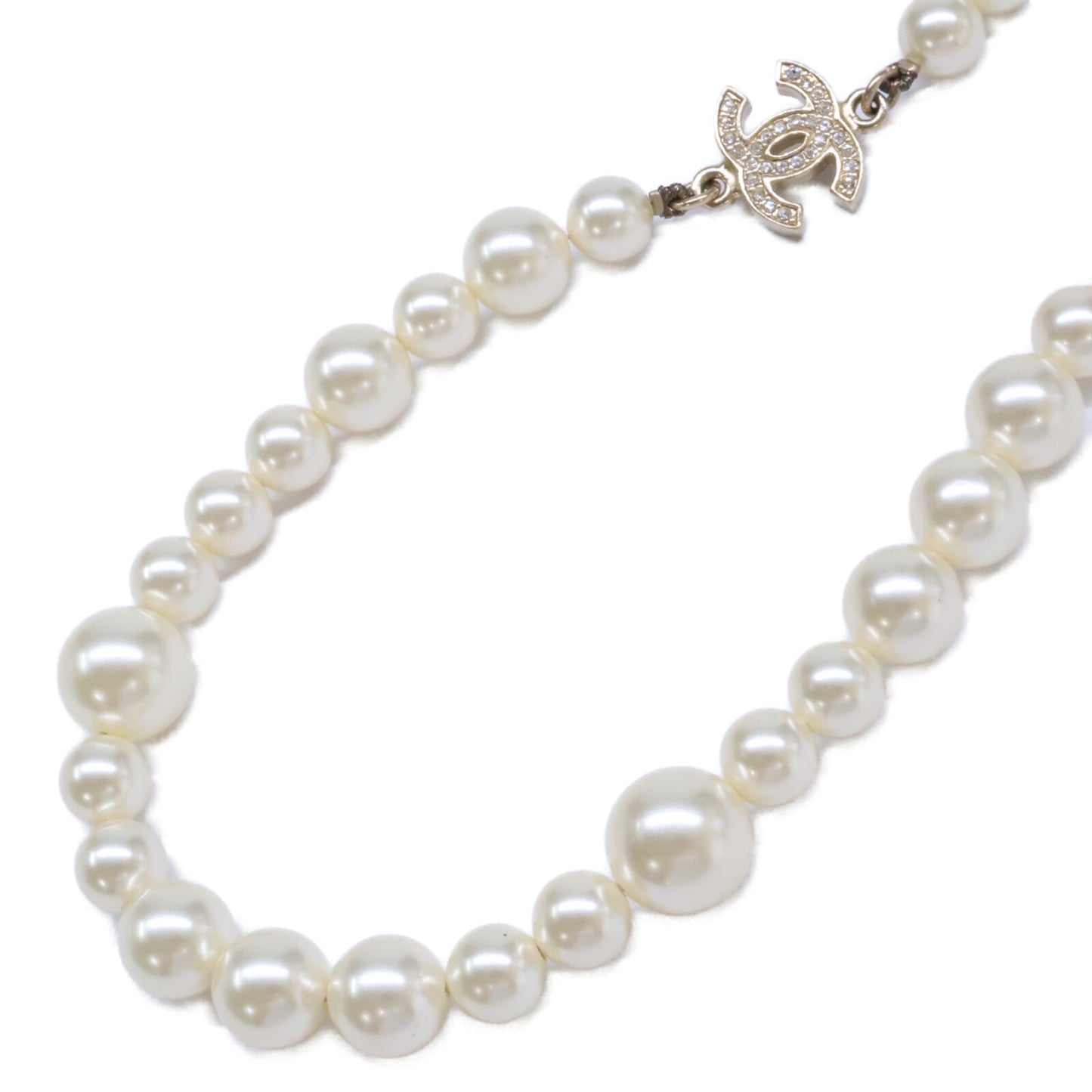 CHANEL シャネル A11C ラインストーン ココマーク パールロングネックレス ネックレス