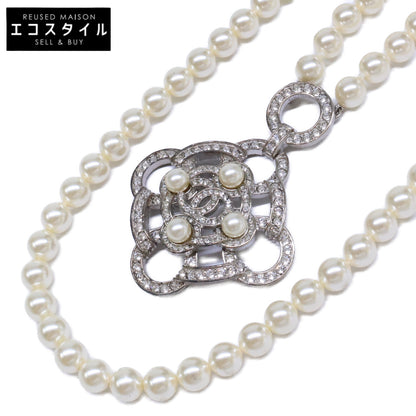 CHANEL シャネル B16B ラインストーン ココマーク カメリア ダブルパールネックレス ネックレス