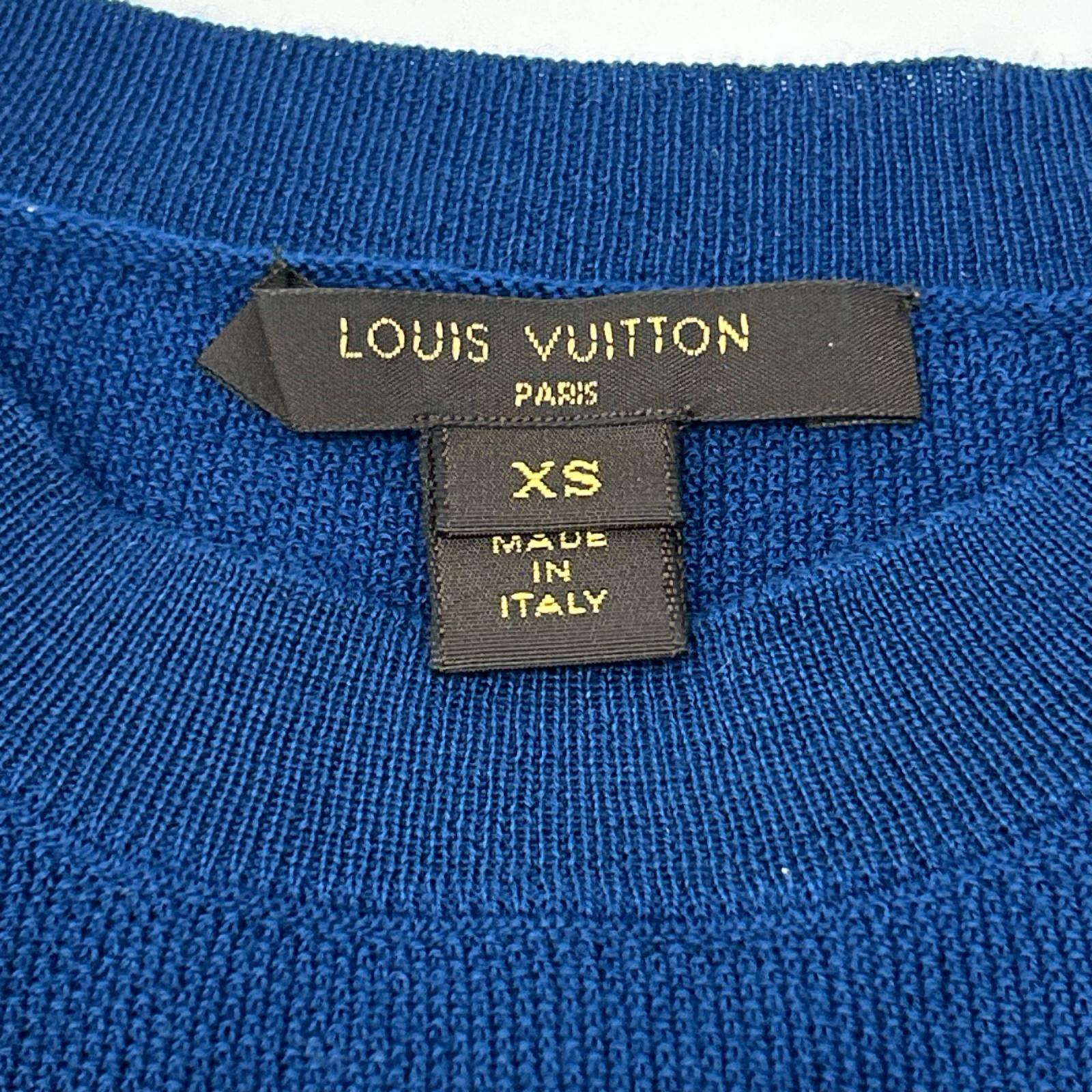 LOUIS VUITTON ルイヴィトン RW141W ブルー×オレンジ ウール シルク ドッキングニット トップス