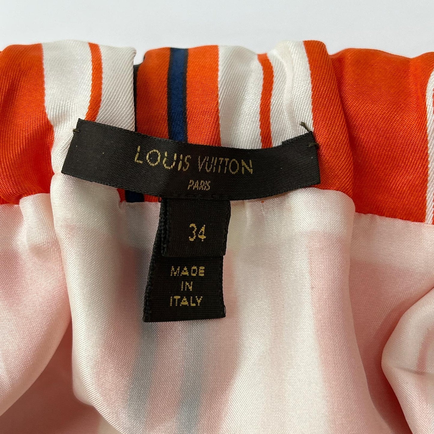 LOUIS VUITTON ルイヴィトン RW141W オレンジマルチボーダー シルク ウエストゴム ミニスカート スカート