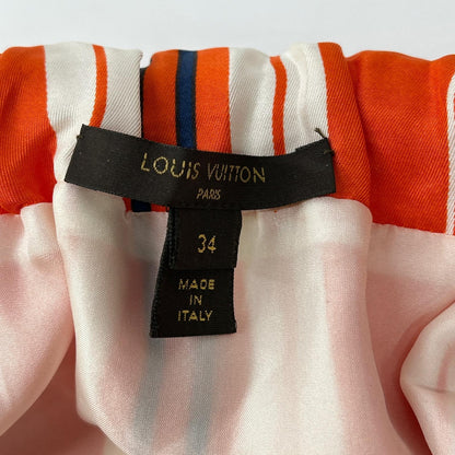 LOUIS VUITTON ルイヴィトン RW141W オレンジマルチボーダー シルク ウエストゴム ミニスカート スカート