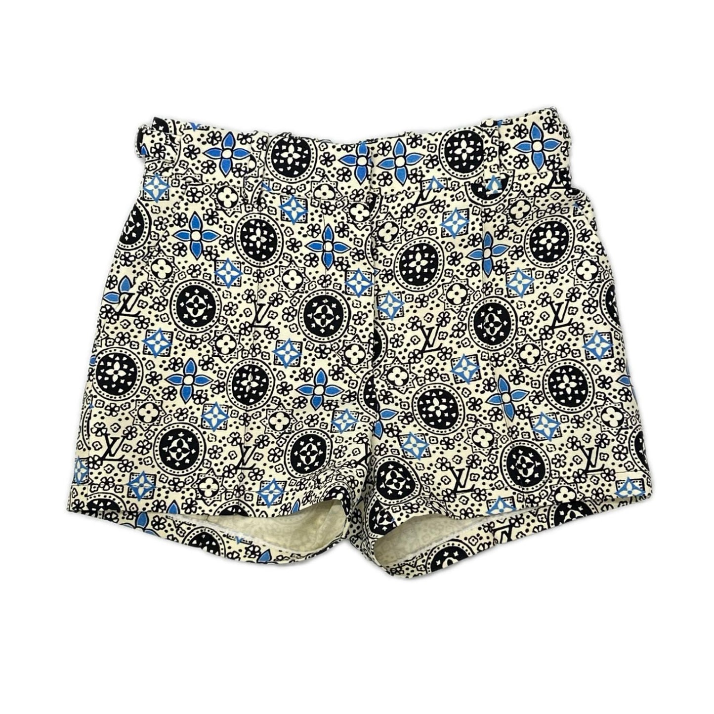 LOUIS VUITTON ルイヴィトン RW162W モノグラム アイボリー ドロスト サイドベルト シルク ショーツ ボトムス