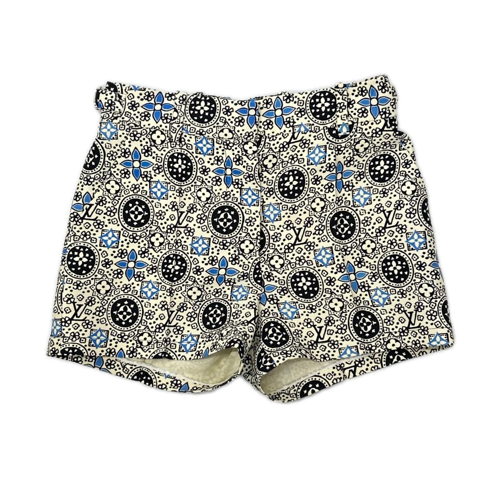 LOUIS VUITTON ルイヴィトン RW162W モノグラム アイボリー ドロスト サイドベルト シルク ショーツ ボトムス
