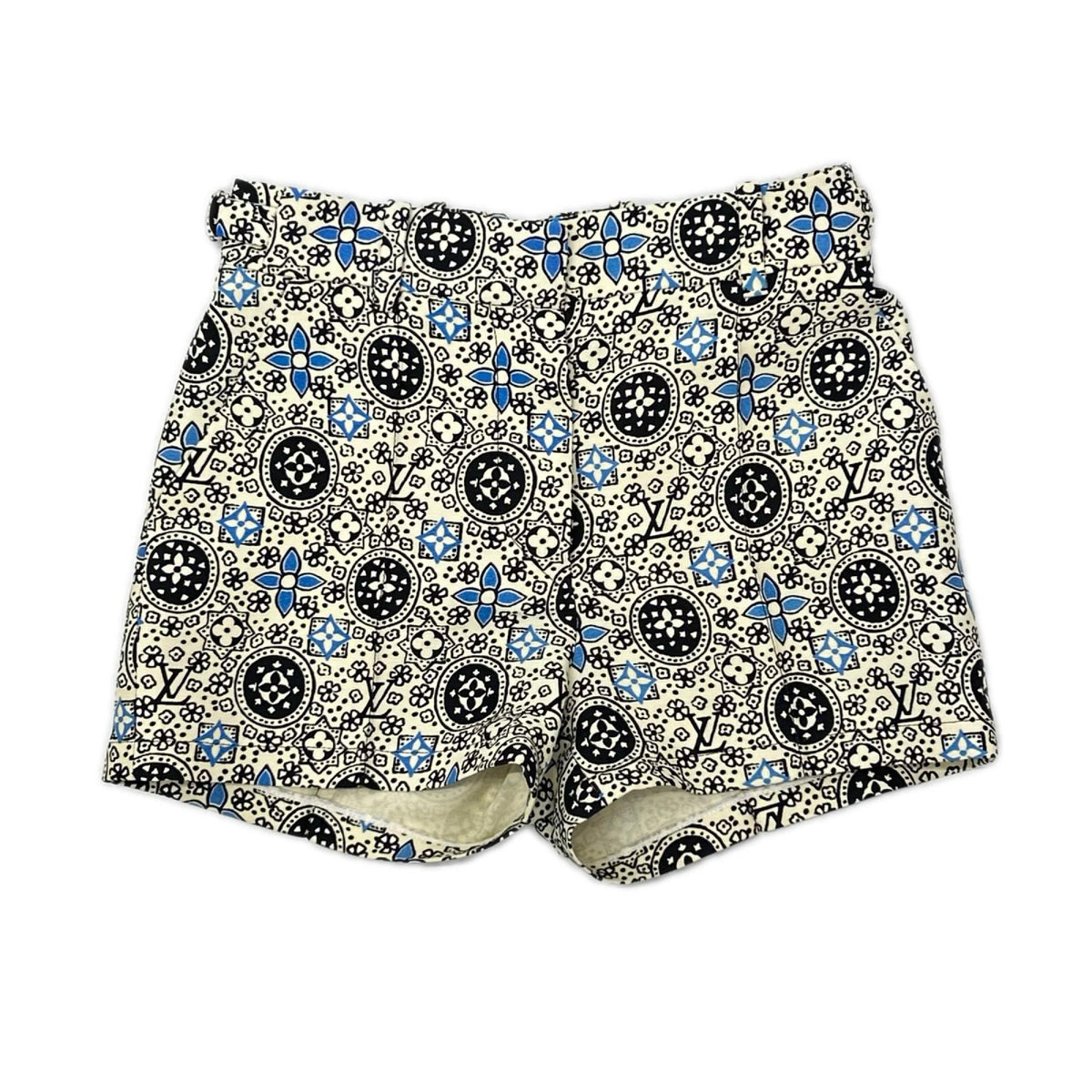 LOUIS VUITTON ルイヴィトン RW162W モノグラム アイボリー ドロスト サイドベルト シルク ショーツ ボトムス