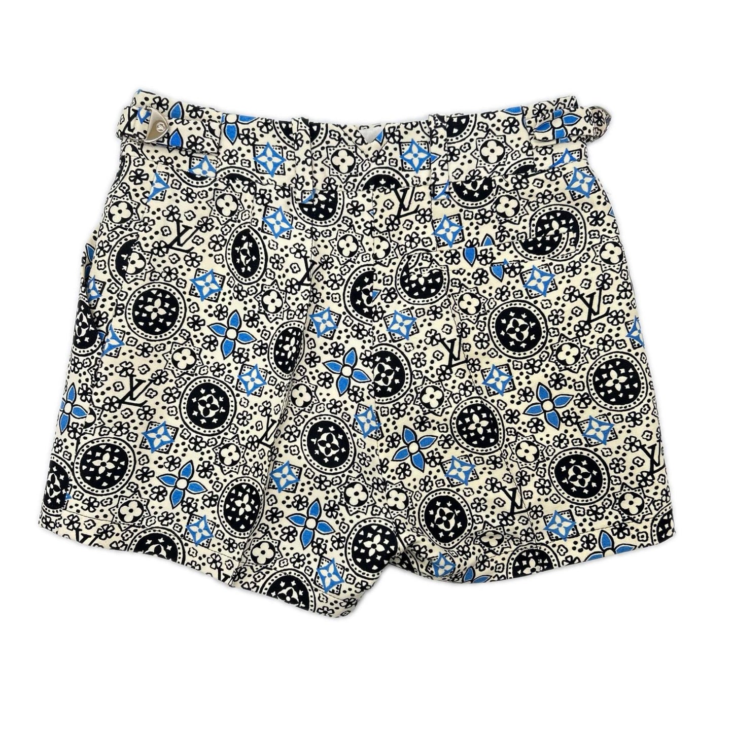 LOUIS VUITTON ルイヴィトン RW162W モノグラム アイボリー ドロスト サイドベルト シルク ショーツ ボトムス