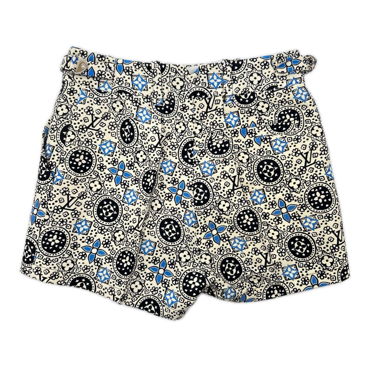 LOUIS VUITTON ルイヴィトン RW162W モノグラム アイボリー ドロスト サイドベルト シルク ショーツ ボトムス