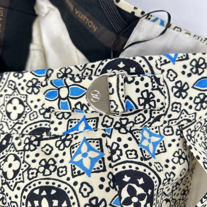 LOUIS VUITTON ルイヴィトン RW162W モノグラム アイボリー ドロスト サイドベルト シルク ショーツ ボトムス