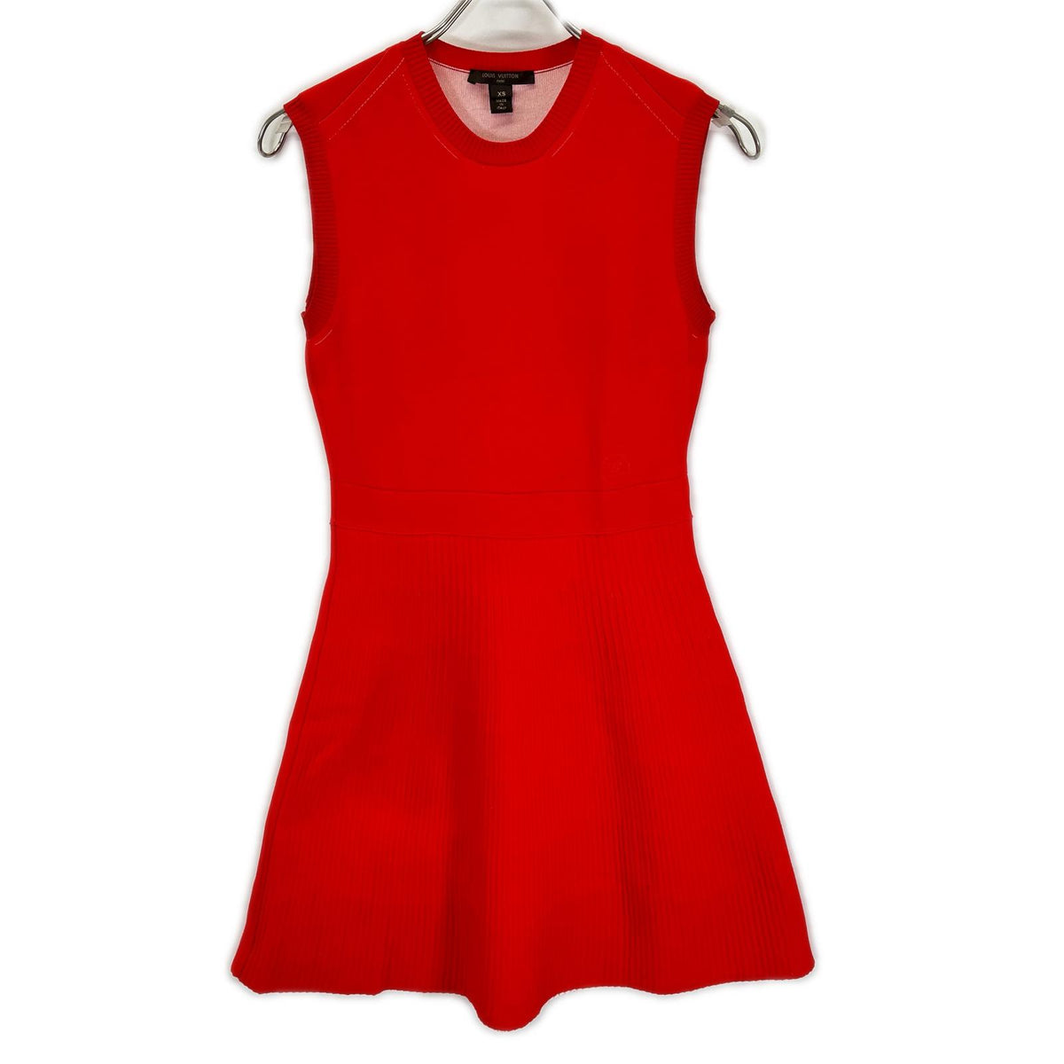 LOUIS VUITTON ルイヴィトン RW151W Red LV Circle Embroidered Sleeveless Rib-Knit Dress Dress