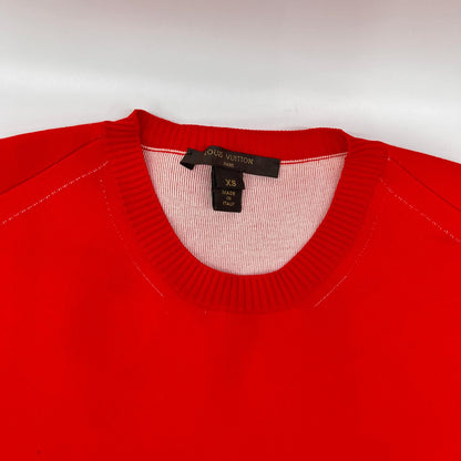 LOUIS VUITTON ルイヴィトン RW151W Red LV Circle Embroidered Sleeveless Rib-Knit Dress Dress