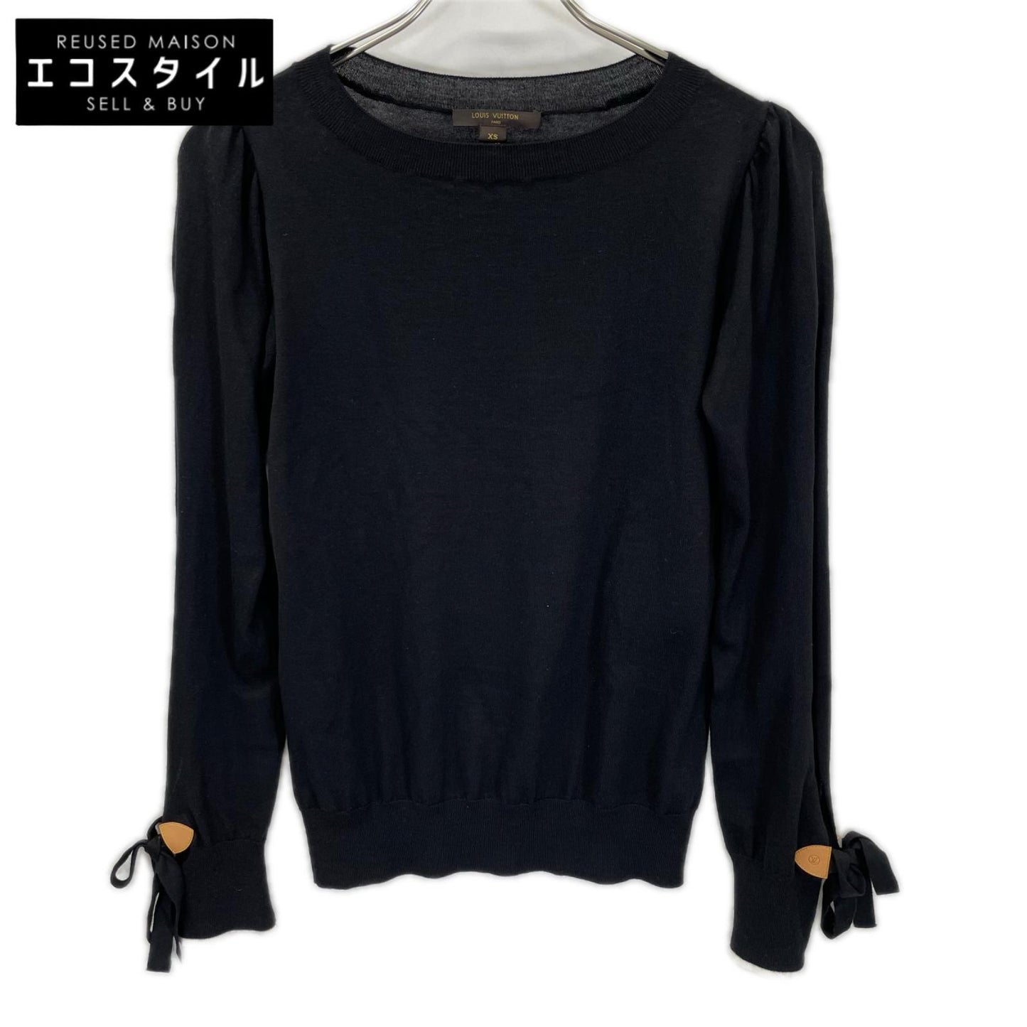 LOUIS VUITTON ルイヴィトン RW152A ブラック 袖リボン ハイゲージニット トップス