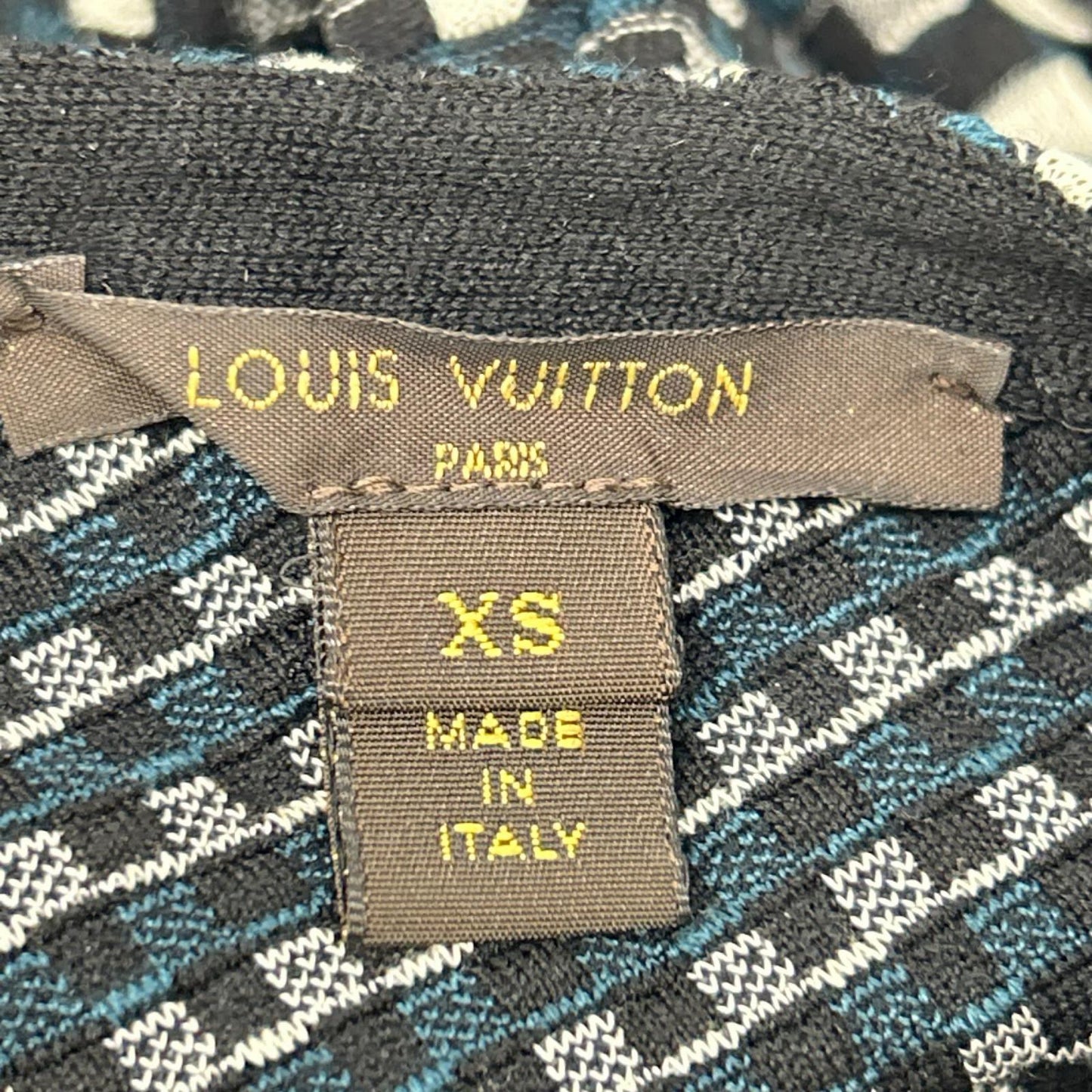 LOUIS VUITTON ルイヴィトン RW141W ブルー×ブラック×グレー ダミエ シルク ニットワンピース ワンピース