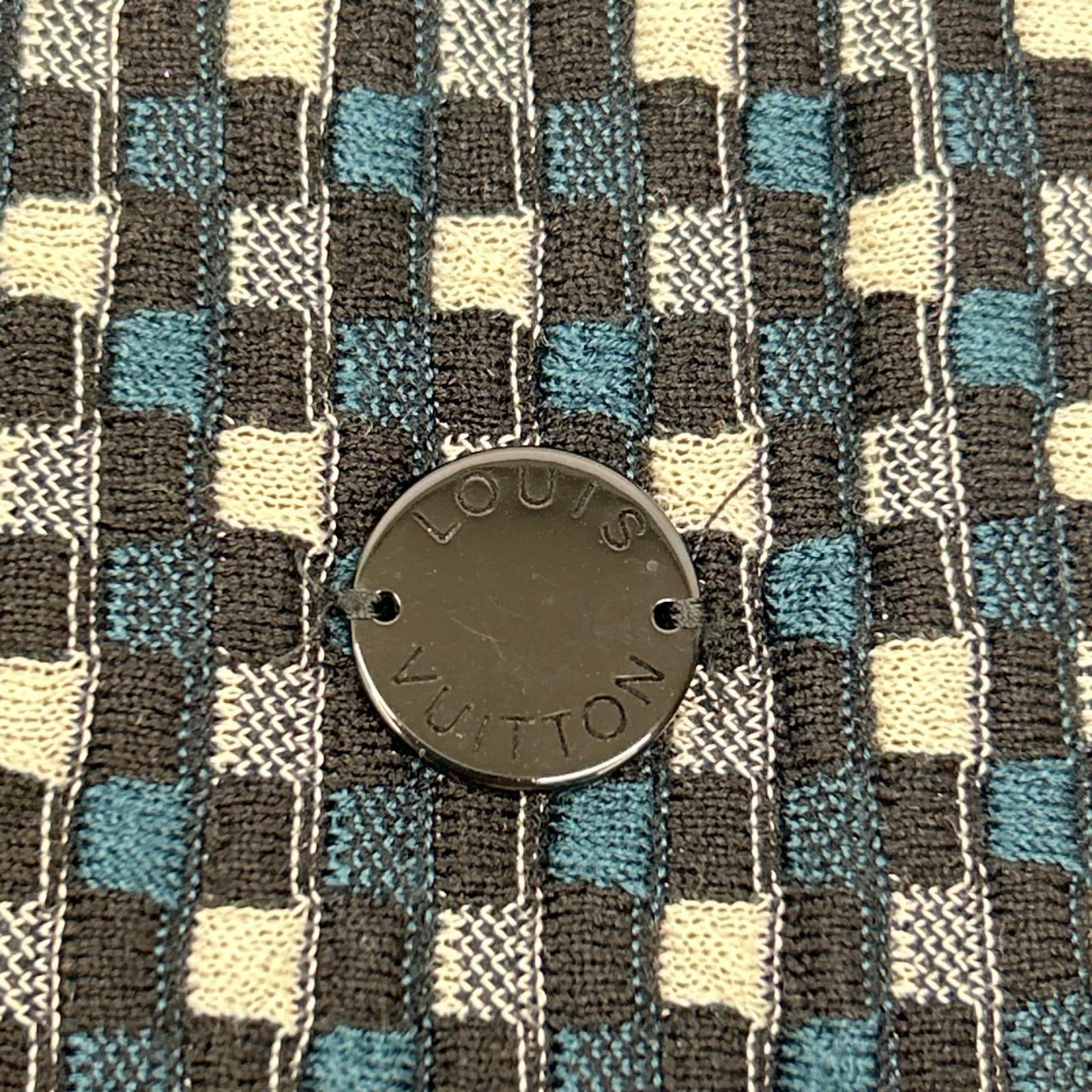 LOUIS VUITTON ルイヴィトン RW141W ブルー×ブラック×グレー ダミエ シルク ニットワンピース ワンピース