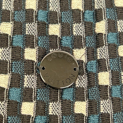 LOUIS VUITTON ルイヴィトン RW141W ブルー×ブラック×グレー ダミエ シルク ニットワンピース ワンピース