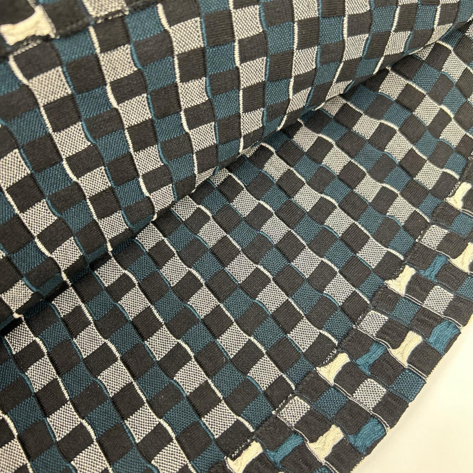 LOUIS VUITTON ルイヴィトン RW141W ブルー×ブラック×グレー ダミエ シルク ニットワンピース ワンピース