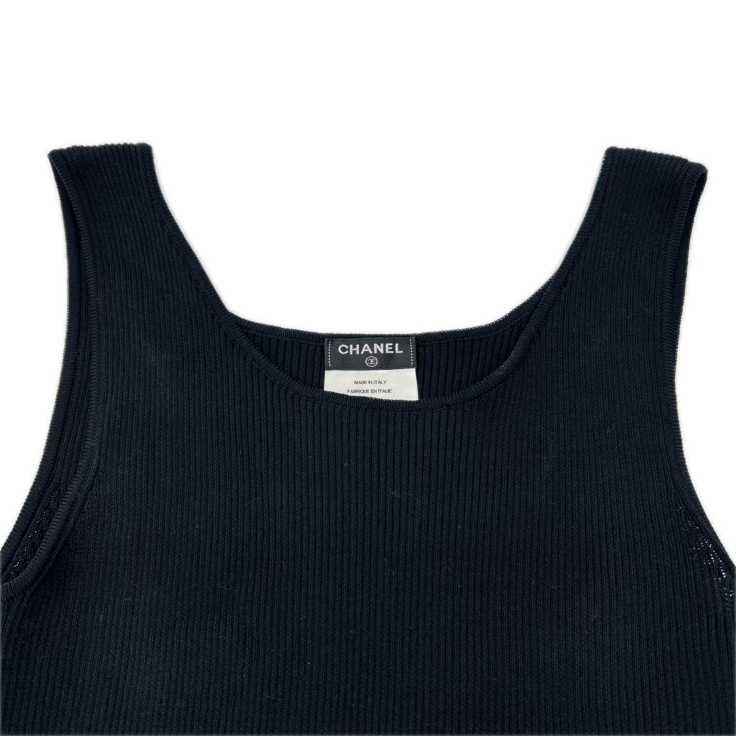 CHANEL シャネル P51180 ブラック ノースリーブ リブニットワンピース ワンピース