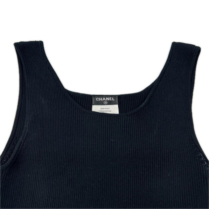 CHANEL シャネル P51180 ブラック ノースリーブ リブニットワンピース ワンピース