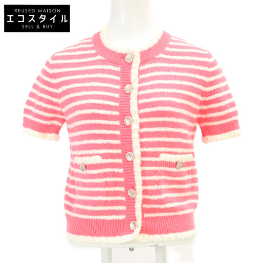 CHANEL シャネル 【美品】P64260K60234 ボーダー ココマークボタン カシミヤ/リネン混 半袖ジャケット ジャケット
