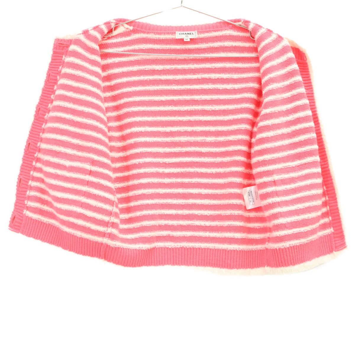 CHANEL シャネル 【美品】P64260K60234 ボーダー ココマークボタン カシミヤ/リネン混 半袖ジャケット ジャケット