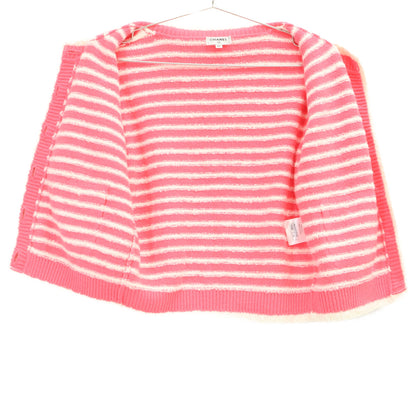 CHANEL シャネル 【美品】P64260K60234 ボーダー ココマークボタン カシミヤ/リネン混 半袖ジャケット ジャケット