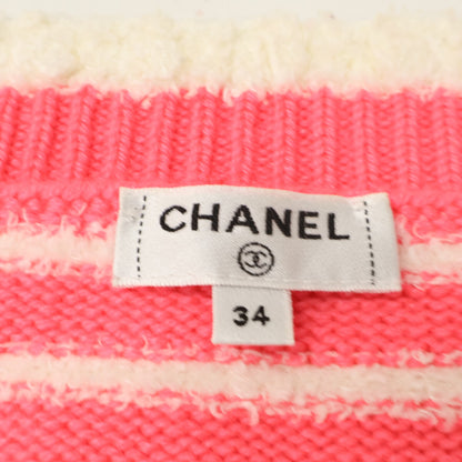 CHANEL シャネル 【美品】P64260K60234 ボーダー ココマークボタン カシミヤ/リネン混 半袖ジャケット ジャケット