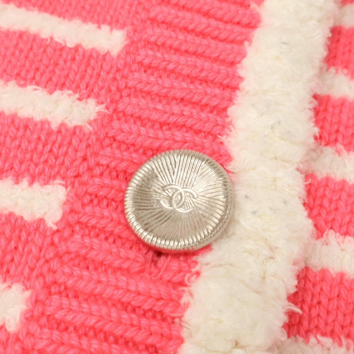CHANEL シャネル 【美品】P64260K60234 ボーダー ココマークボタン カシミヤ/リネン混 半袖ジャケット ジャケット