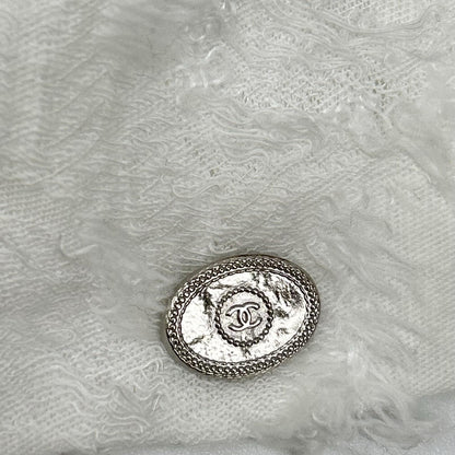 CHANEL シャネル P50933 ホワイト カメリアコサージュ ノースリーブニット トップス