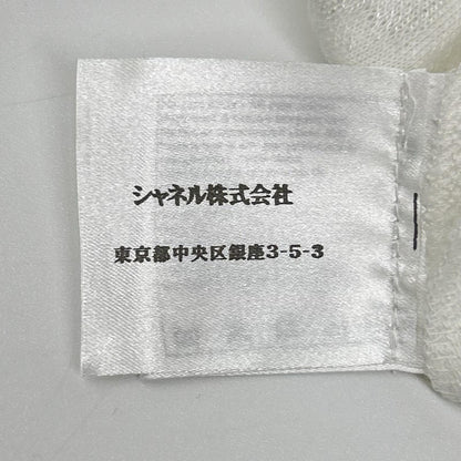 CHANEL シャネル P50933 ホワイト カメリアコサージュ ノースリーブニット トップス