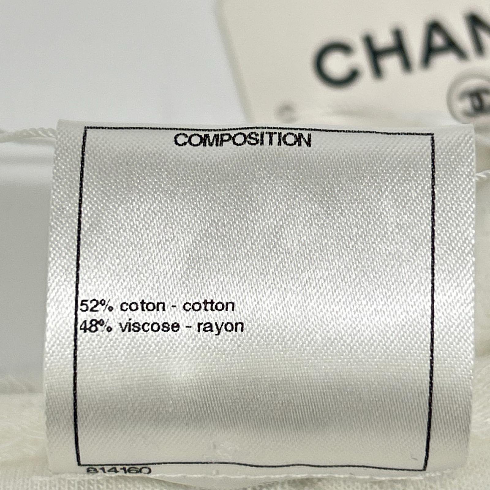 CHANEL シャネル P50933 ホワイト カメリアコサージュ ノースリーブニット トップス