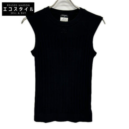 CHANEL シャネル P47978 ブラック ココマーク ノースリーブリブニット トップス