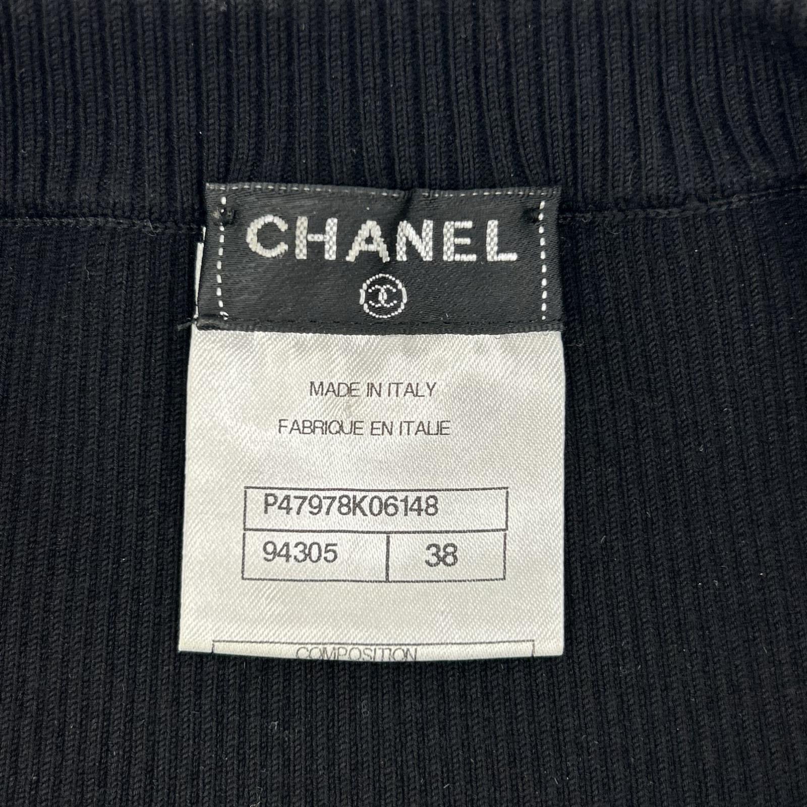 CHANEL シャネル P47978 ブラック ココマーク ノースリーブリブニット トップス