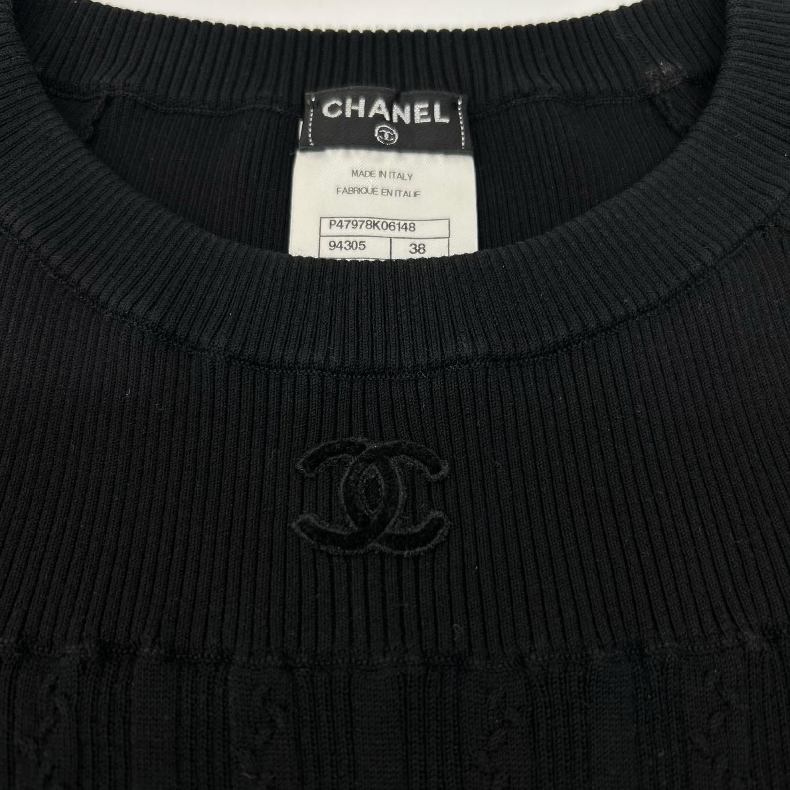 CHANEL シャネル P47978 ブラック ココマーク ノースリーブリブニット トップス