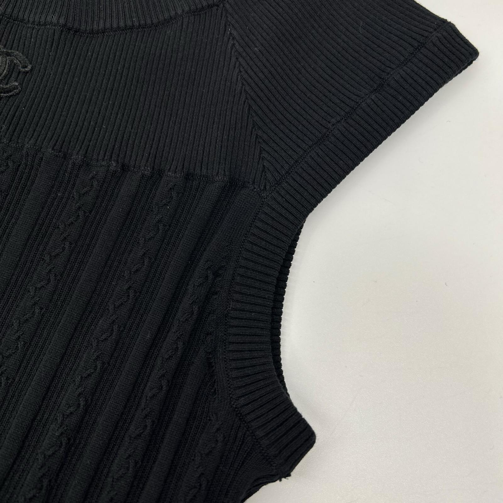 CHANEL シャネル P47978 ブラック ココマーク ノースリーブリブニット トップス