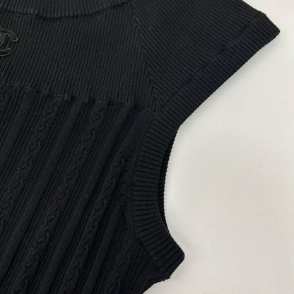 CHANEL シャネル P47978 ブラック ココマーク ノースリーブリブニット トップス